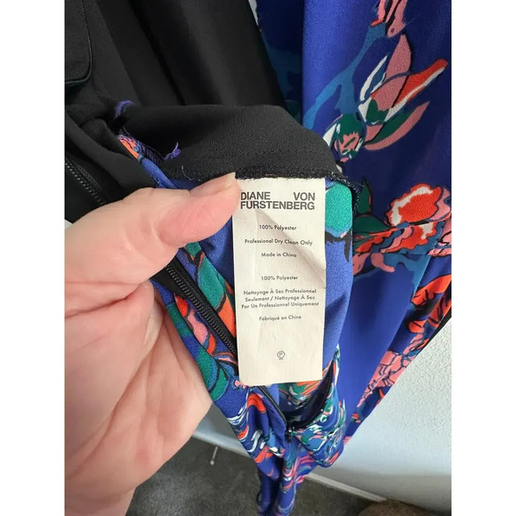 Diane Von Furstenberg Karissa Silk Blend Chiffon Floral Print Wrap Jumpsuit 6 - Picture 14 of 14